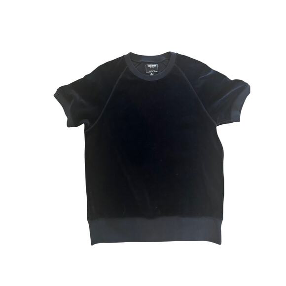 Todd Snyder Shirt SZM Velvet Short Sleeve Pullover Black Round Neck Women - Picture 4 of 10